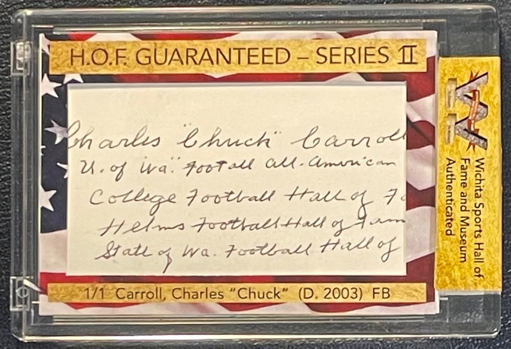 CHUCK CARROLL Washington Huskies Football 1/1 CUT AUTO  1927-28 All-American HOF