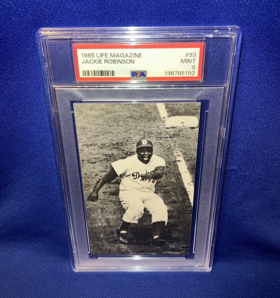 Jackie Robinson PSA 9 w6 PSA 10^ Rare Dodgers 1985 LIFE Exhibits Photo Card MINT