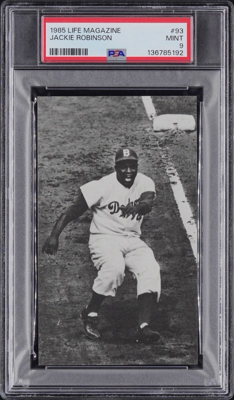 Jackie Robinson PSA 9 w6 PSA 10^ Rare Dodgers 1985 LIFE Exhibits Photo Card MINT view 2