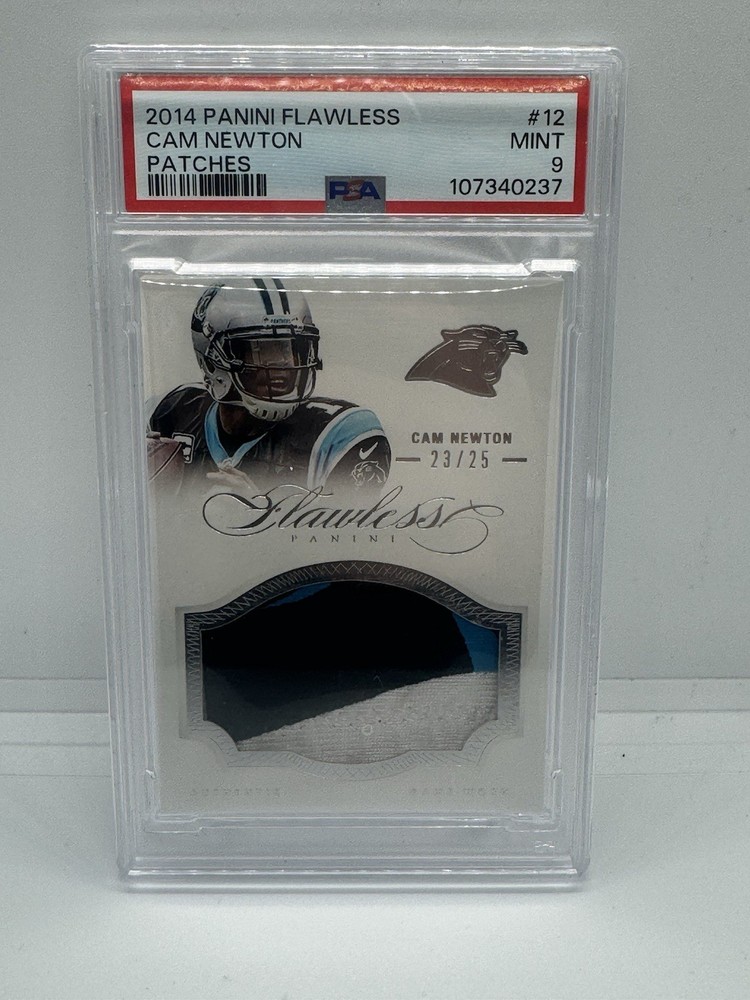 2014 Panini Flawless Patch Game Worn Jersey Panthers Cam Newton PSA 9
