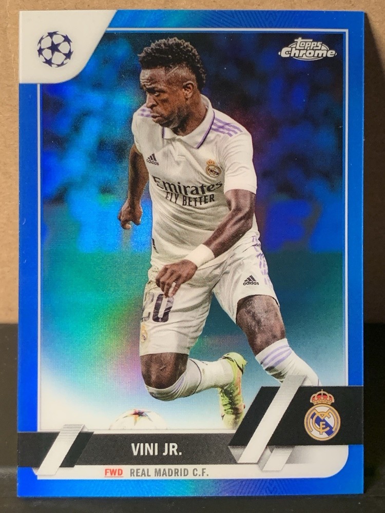 Vinicius Jr. 2023 Topps Chrome UEFA Blue Refractor 132/150 #20 Real Madrid