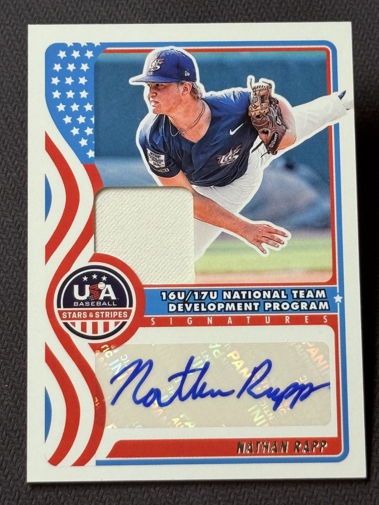 2025 Panini USA Baseball GAME USED JERSEY/ AUTO Nathan Rapp, item 1