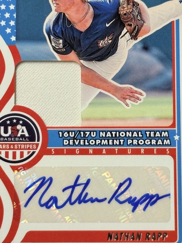 2025 Panini USA Baseball GAME USED JERSEY/ AUTO Nathan Rapp, item 1 view 2