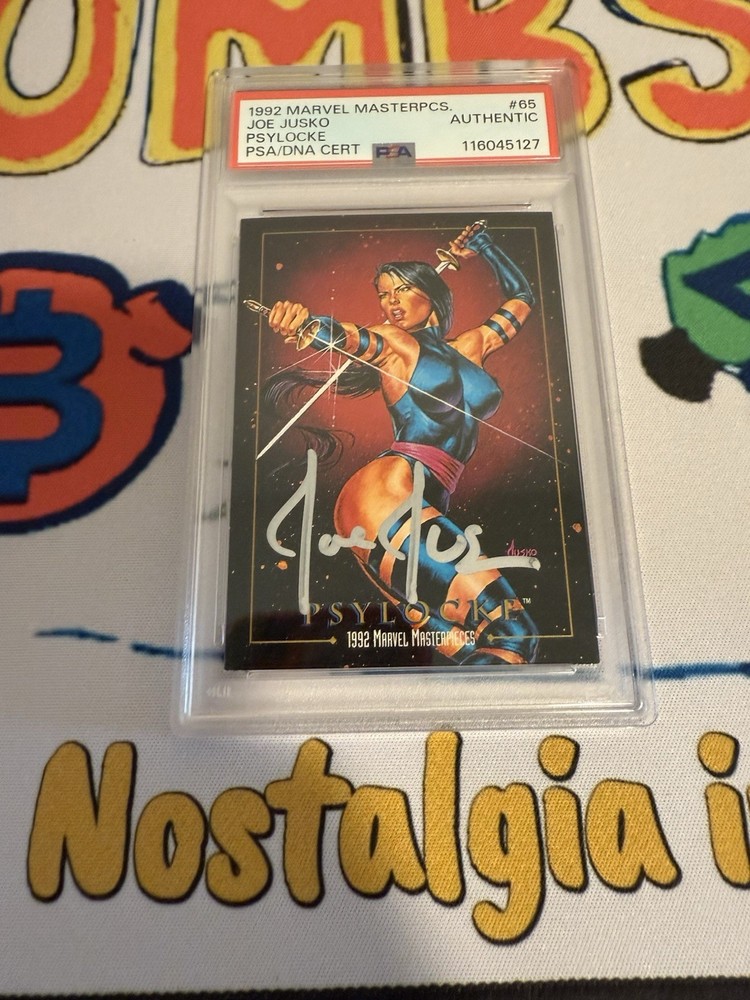 1992 SkyBox Marvel Masterpieces Psylocke Joe Jusko Auto #65 PSA Graded Authentic