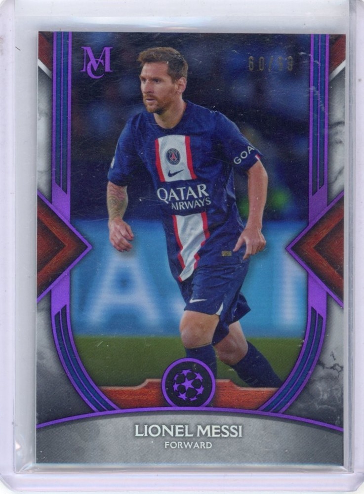 Lionel Messi 2022-23 Topps Museum UEFA Champions League Purple /99 #30
