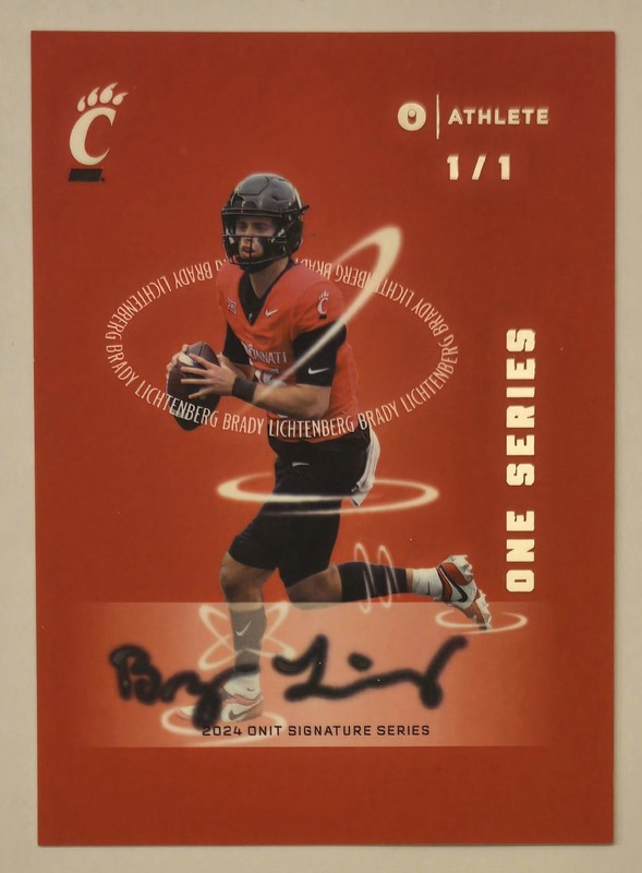 2024 Onit Athlete BRADY LICHTENBERG 1/1 AUTO One Series Football RC CINCINNATI view 2