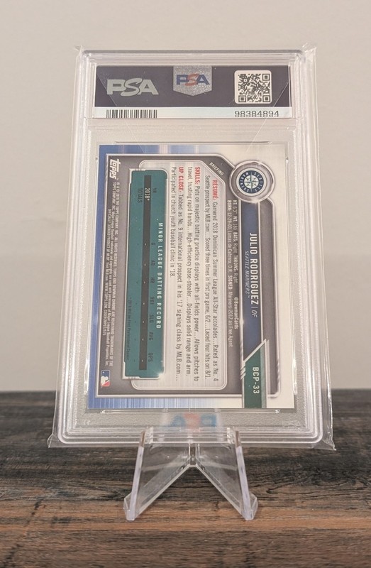 2019 BOWMAN JULIO RODRIGUEZ BCP-33 GREEN SHIMMER /99 PSA 9 view 2