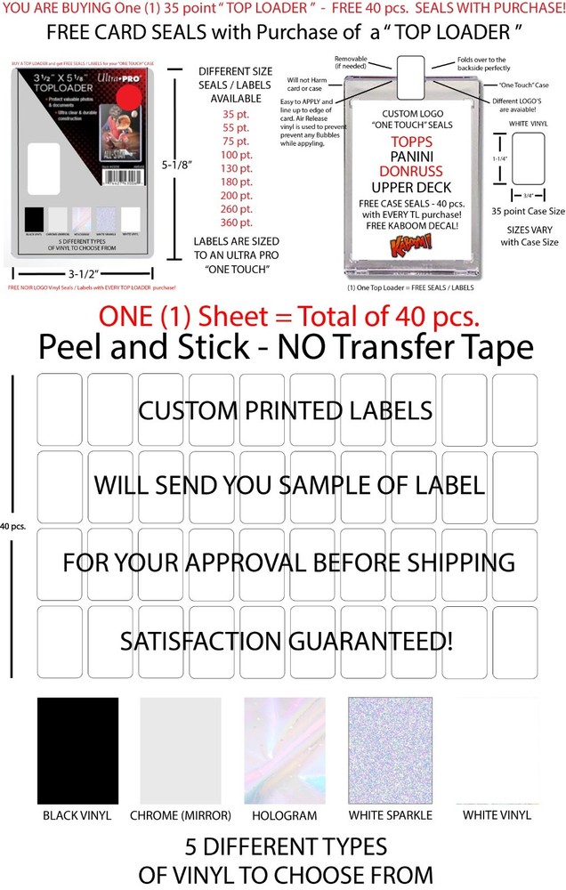 ONE TOUCH STICKERS CUSTOM LABELS PANINI - TOPPS - DONRUSS - UPPER DECK 9 SIZES
