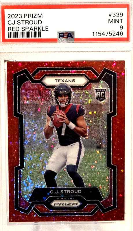CJ STROUD 2023 Panini Prizm Red Sparkle rookie RC rare SP; *PSA 9 MINT* view 2