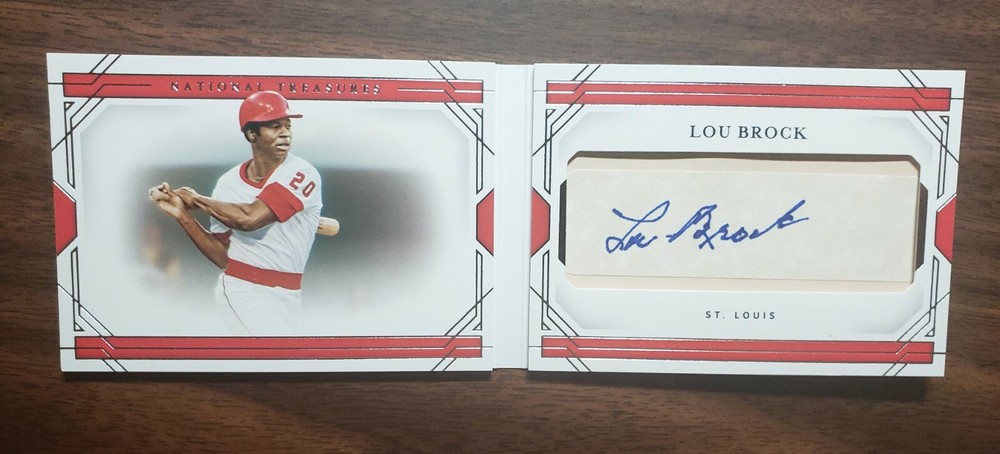 2020 National Treasures Cut Signature Booklets Lou Brock Auto /7 Cardinals view 1