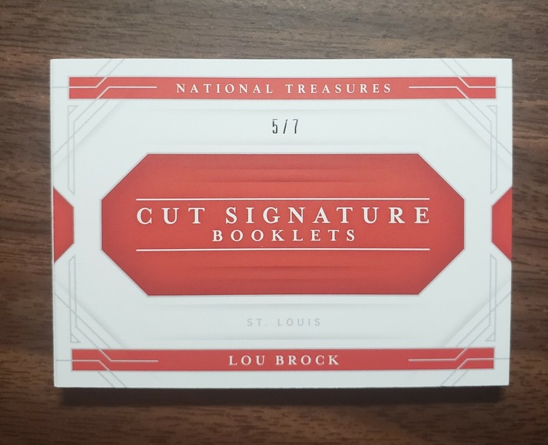 2020 National Treasures Cut Signature Booklets Lou Brock Auto /7 Cardinals view 2