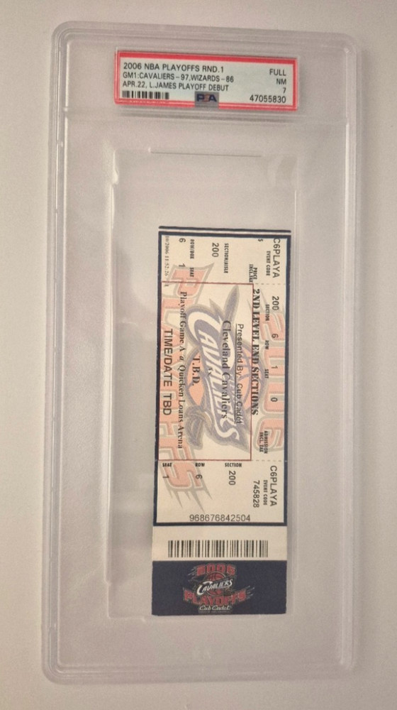 LEBRON JAMES PLAYOFF DEBUT TICKET STUB APRIL 22 2006 CAVALIERS RARE AUTO PSA 7