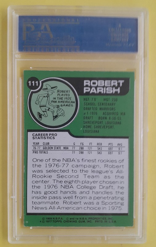 1977 ROBERT PARISH PSA 8 (o/c)  (RC)  ... BONUS VINTAGE CARDS ADDED FREE!! view 2