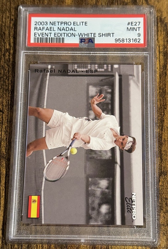 2003 NETPRO ELITE EVENT EDITION-WHITE SHIRT #E27 RAFAEL NADAL PSA 9 MINT ROOKIE view 1
