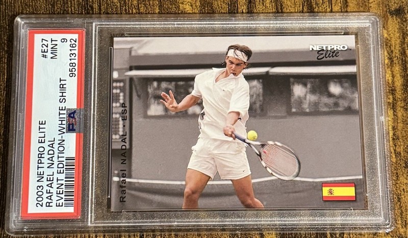 2003 NETPRO ELITE EVENT EDITION-WHITE SHIRT #E27 RAFAEL NADAL PSA 9 MINT ROOKIE view 2
