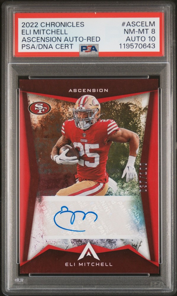 2022 Panini Chronicles ASC-ELM Eli Mitchell Ascension Auto Red PSA 8 /100 view 1