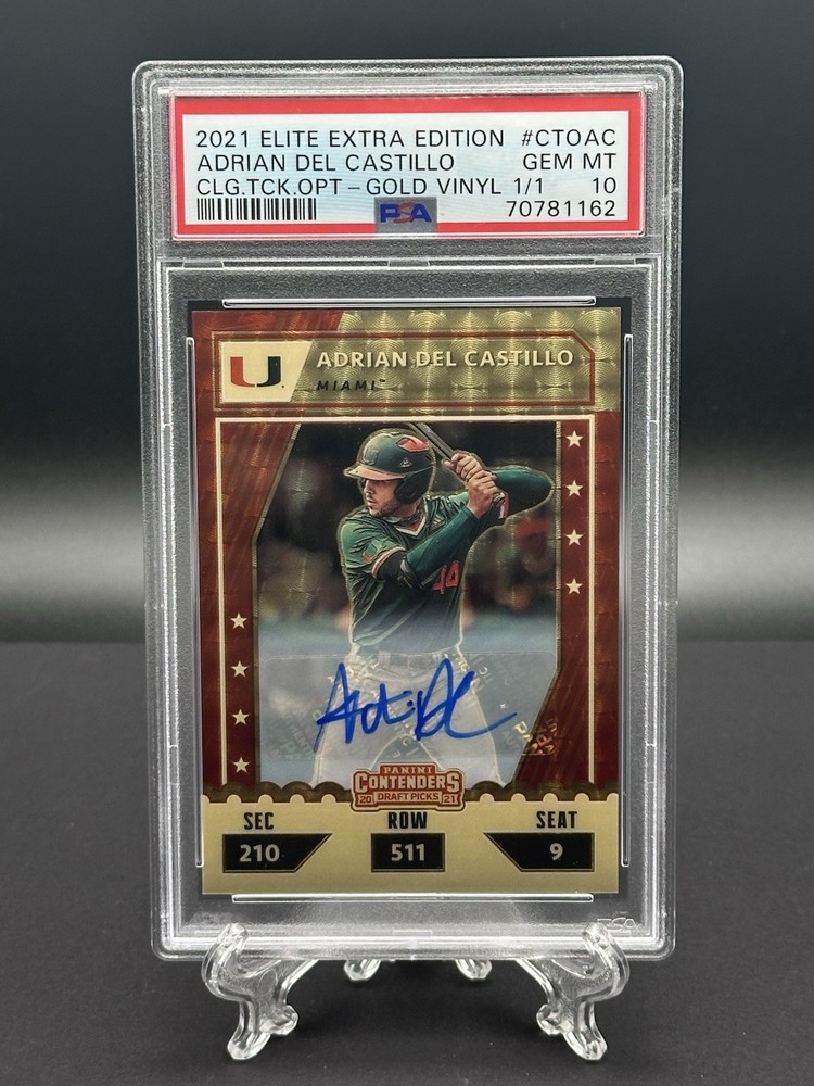 2021 Elite Extra Superfractor Gold Vinyl 1/1 Auto Adrian Del Castillo PSA 10