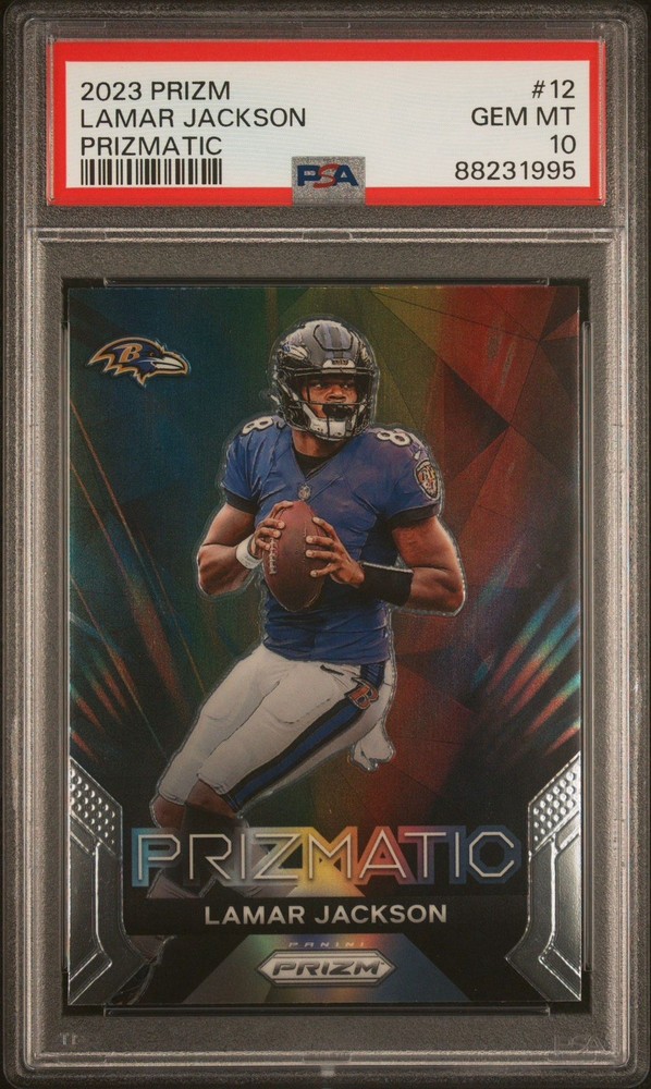 PSA 10 2023 Panini Prizm Football Prizmatic Lamar Jackson Ravens