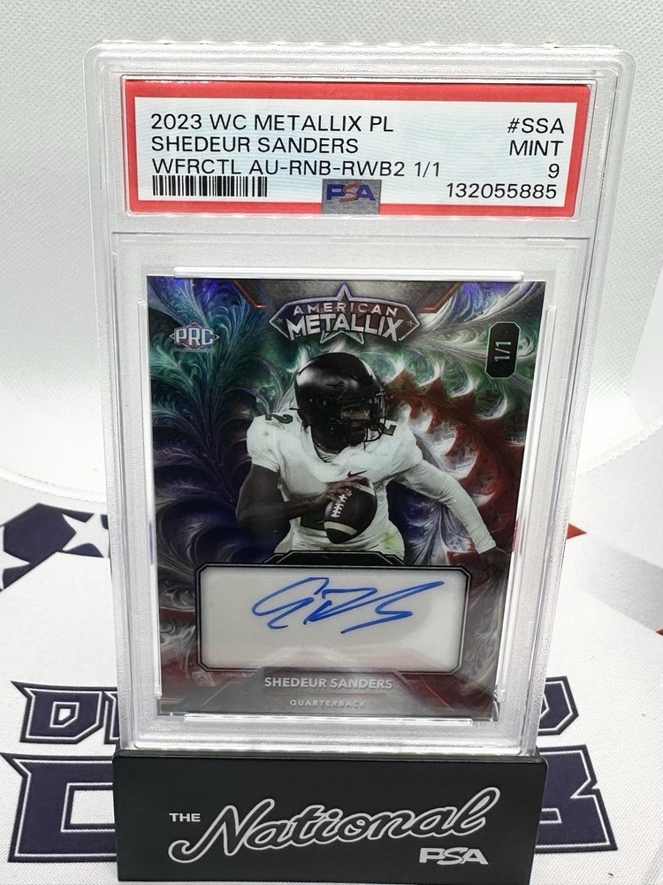 2023 Wild Card Metallix SHEDEUR SANDERS Wildfractal Auto Rainbow RWB 1/1 PSA 9