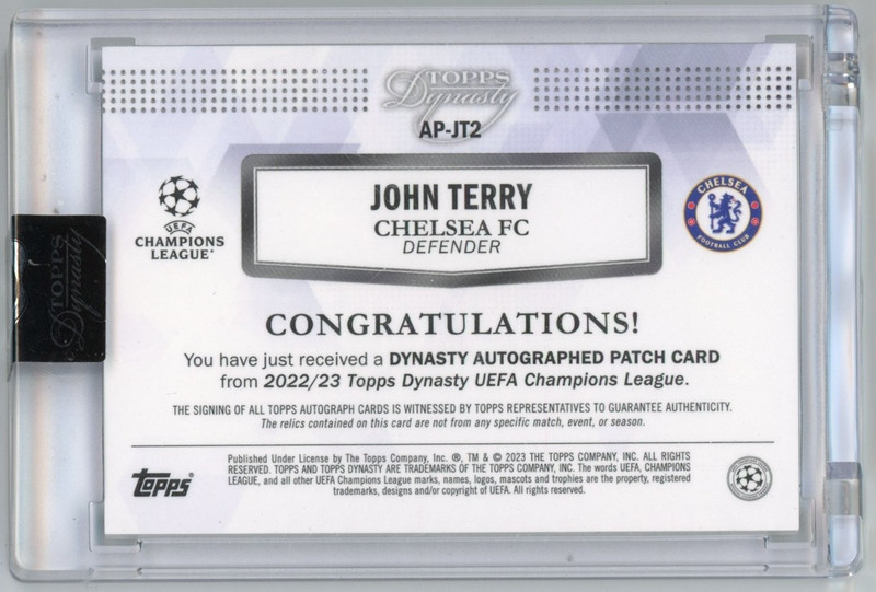 John Terry 2022-23 Topps Dynasty UCL Patch Auto /5 Chelsea view 2