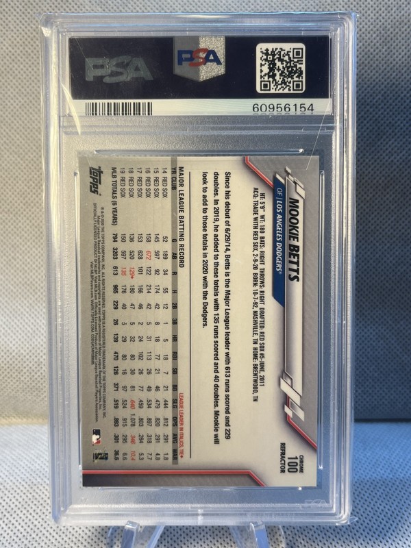 2020 Topps Chrome Mookie Betts X-Fractor #100 PSA 10 GEM MT 1st Dodgers view 2