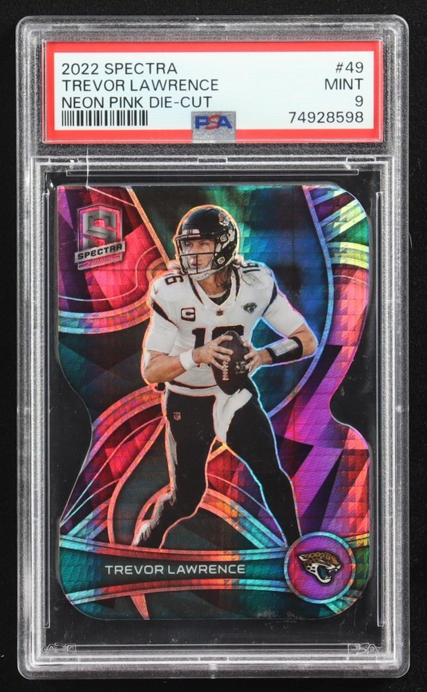 TREVOR LAWRENCE 2022 Spectra "Neon Pink" Die-Cut (JAGUARS) #11 of 20 PSA Mint 9!