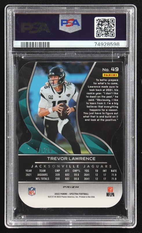 TREVOR LAWRENCE 2022 Spectra "Neon Pink" Die-Cut (JAGUARS) #11 of 20 PSA Mint 9! view 2