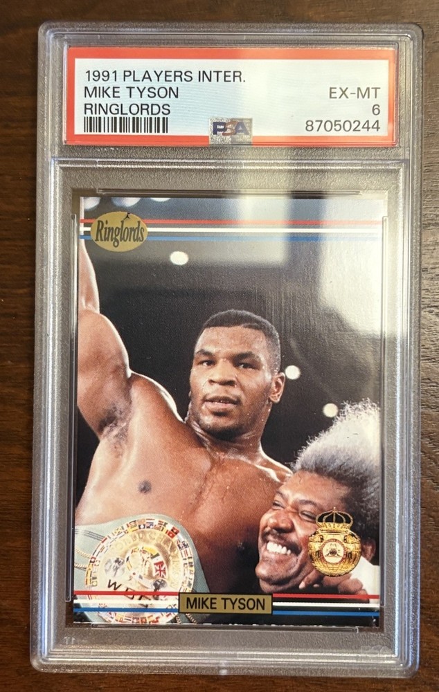 1991 PLAYERS INTER. MIKE TYSON RINGLORDS No Sample Stamp PSA 6
