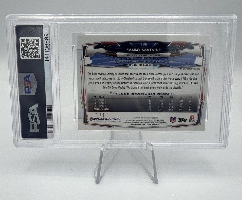 2014 Topps Chrome Mini Sammy Watkins RC Superfractor 1/1 PSA 9 view 2