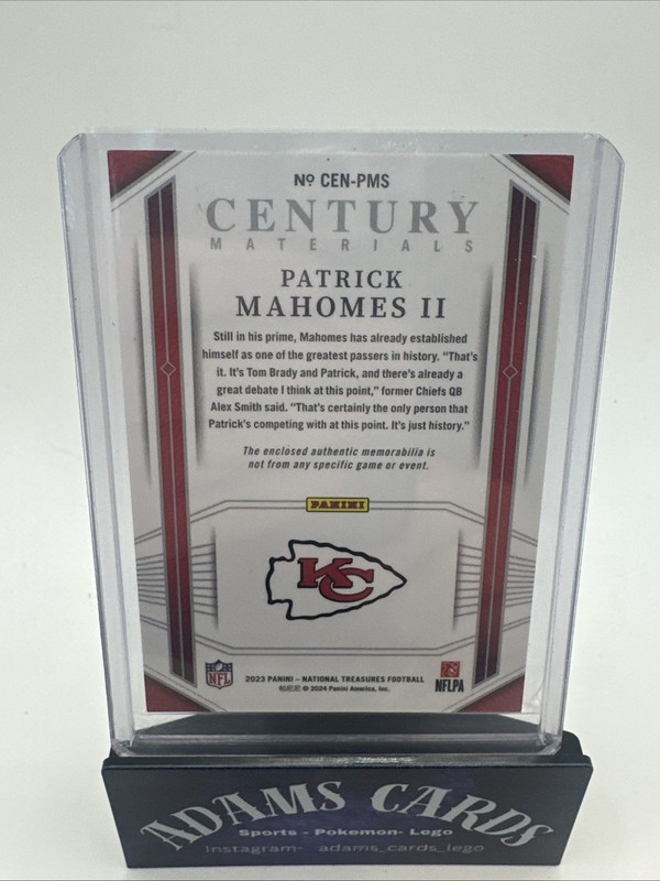 2023 National Treasures - Century Materials Patrick Mahomes II  # 12 /49 view 2