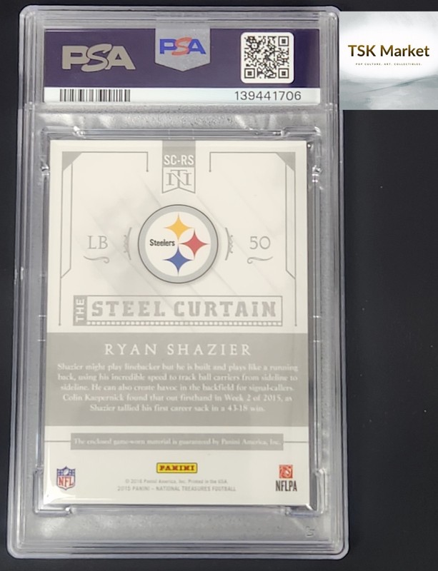 2015 Panini National Treasures Ryan Shazier Game‑Worn Patch #25/25  - PSA 8 view 2