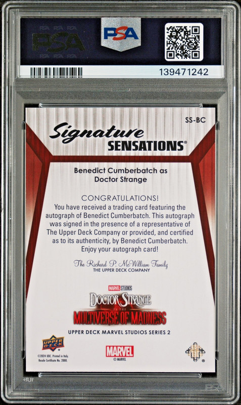 Benedict Cumberbatch 2024 Marvel Signature Sensations Dr. Strange Auto - PSA 10 view 2