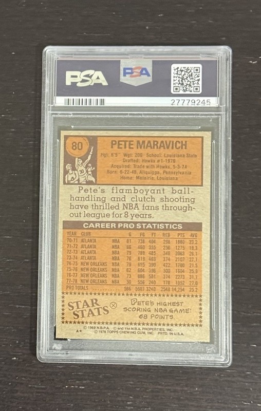 1978 Topps #80 Pete Maravich PSA 8 BEAUTIFUL Card Vintage M28 view 2
