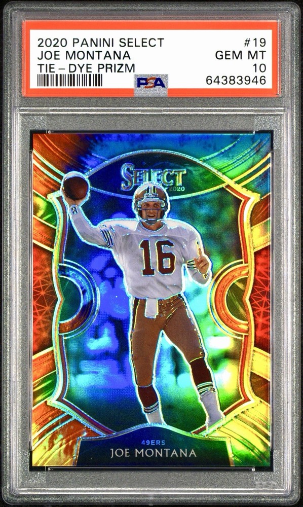 Joe Montana 2020 Select Concourse Tie-Dye Prizm /25 PSA 10