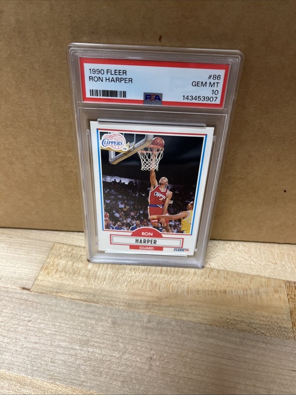 1990 Fleer Basketball, Ron Harper LA Clippers PSA 10. G1 view 2