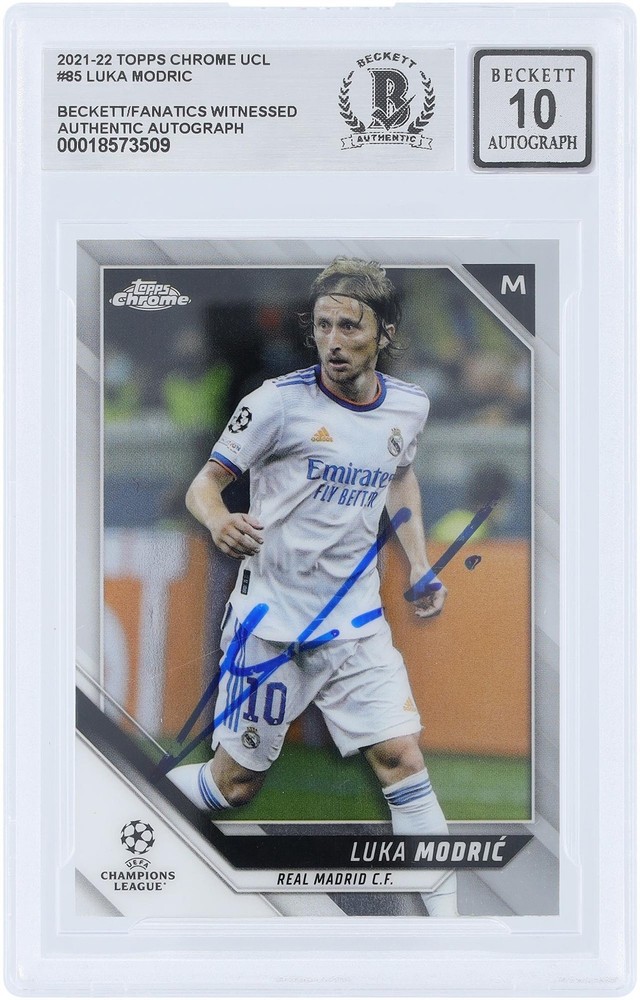 Luka Modric Real Madrid Signed 2021-22 Topps Chrome UEFA #85 Beckett 10 Card