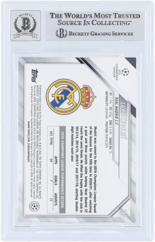Luka Modric Real Madrid Signed 2021-22 Topps Chrome UEFA #85 Beckett 10 Card view 2