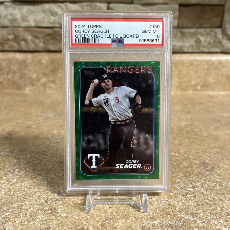 2024 Topps - Green Crackle Foil Board - #150 Corey Seager PSA 10 /499 view 2