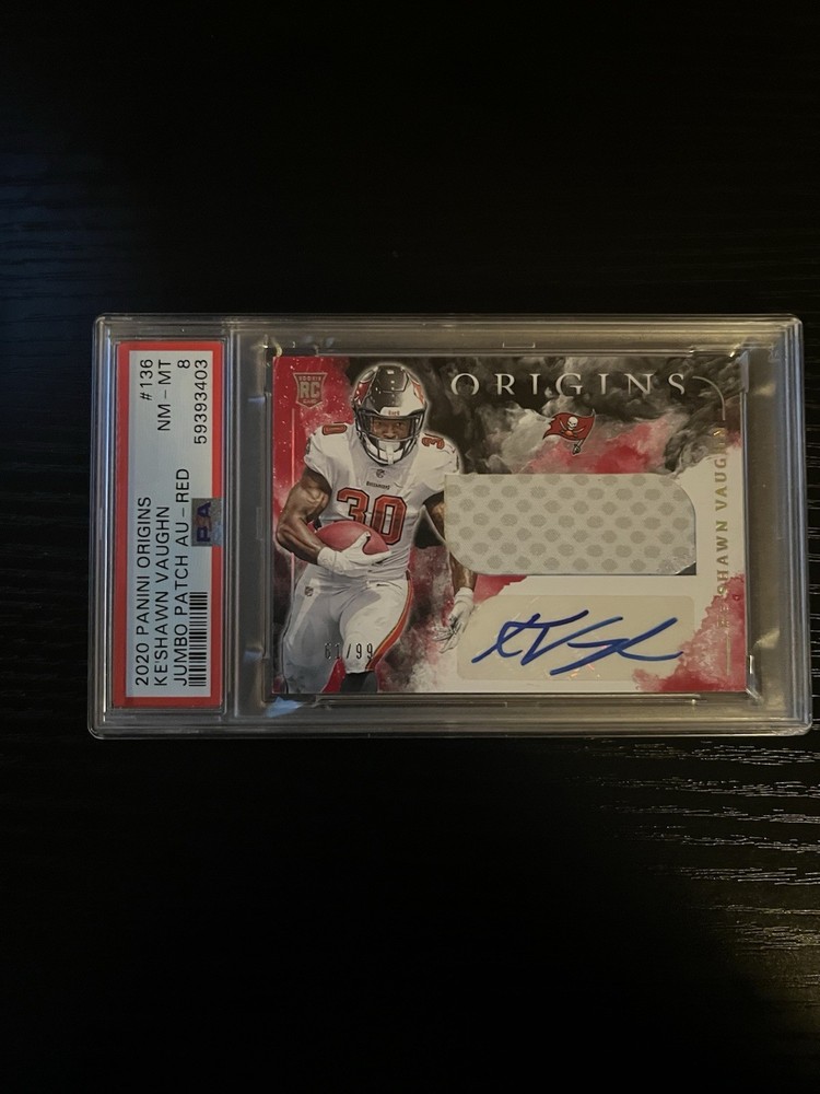 Panini Origins 2020 Ke'Shawn Vaughn Jumbo Patch Autographed Red Card #136 PSA