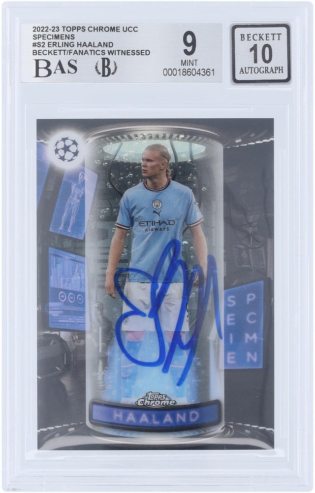 Erling Haaland Manchester City Signed '22-23 Topps Chrome UEFA S-2 BAS 9/10 Card
