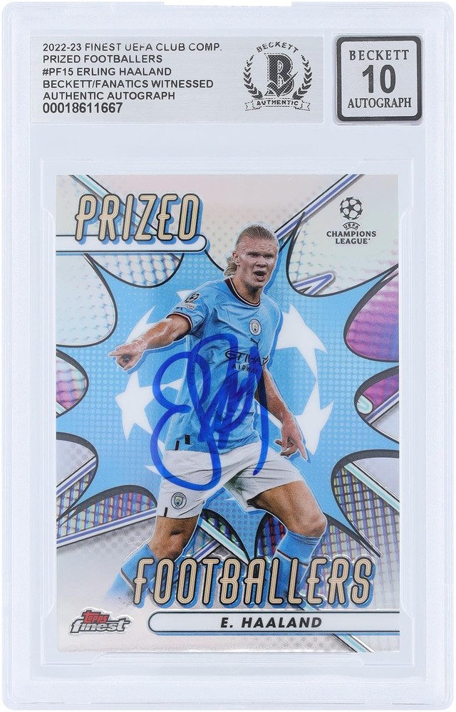 Erling Haaland Manchester City Signed '22-23 Topps Finest UEFA PF-15 BAS 10 Card