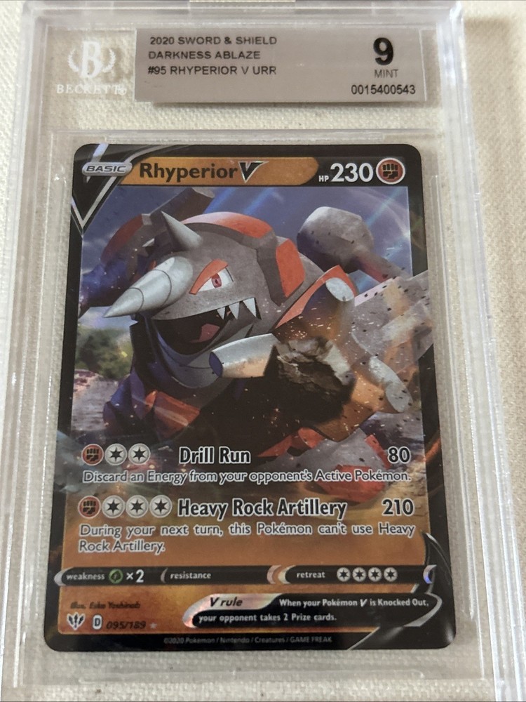 BGS 9 Mint 2020 Pokemon Sword & Shield Darkness Ablaze 095 Rhyperior V PSA CGC