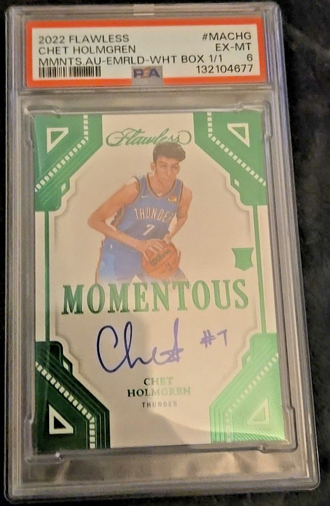 2022 Flawless Chet Holgren Momentous Auto Emerald 1/1 PSA 6 White Box