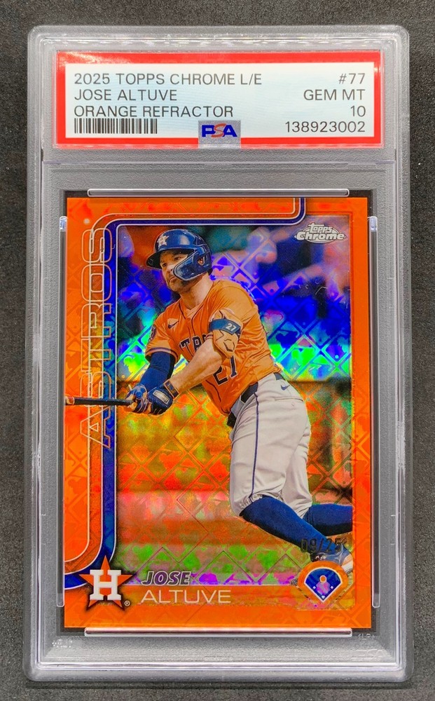 2025 Topps Chrome Logofractor JOSE ALTUVE Orange Refractor SP 25 Gem Mint PSA 10