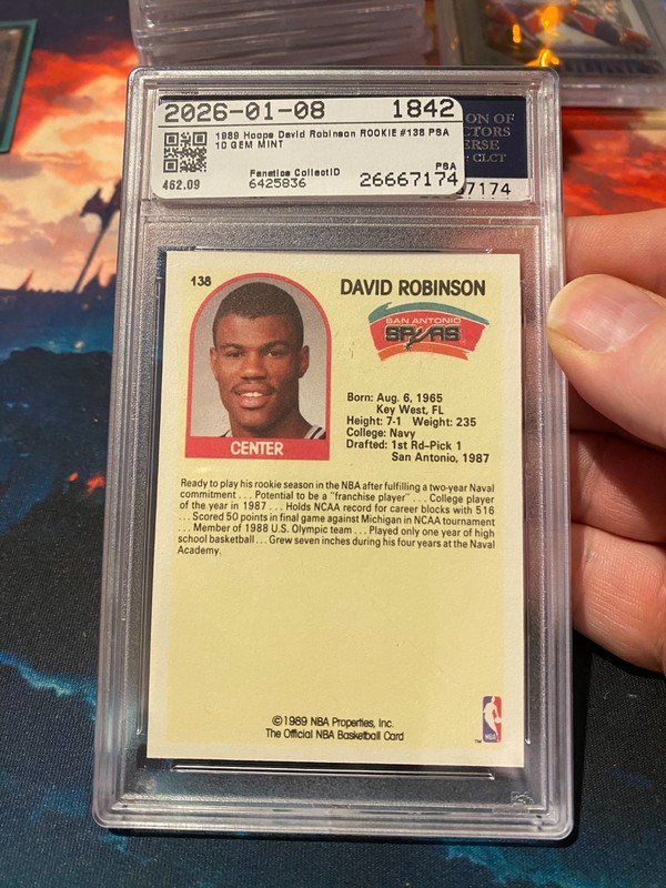 1989 Hoops David Robinson PSA 10 Rookie Card view 2