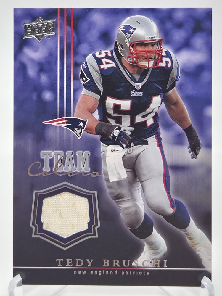 Tedy Bruschi 2008 Upper Deck Football Team Colors Game Used Jersey Card Patriots
