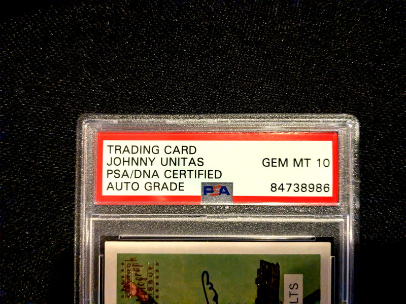 Johnny Unitas Autographed Topps Archive Rookie Cards PSA 10 view 2