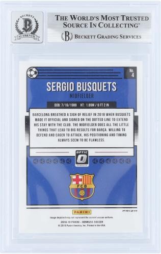 Sergio Busquets FC Barcelona Signed '18-19 Panini Donruss Optic #4 BAS 9/10 Card view 2
