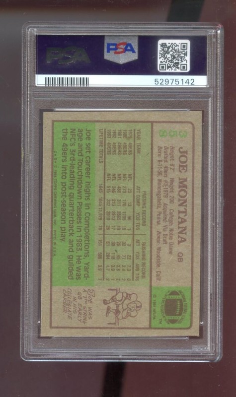 1984 Topps #358 Joe Montana PSA A Graded Football Card San Francisco 49ers NFL view 2