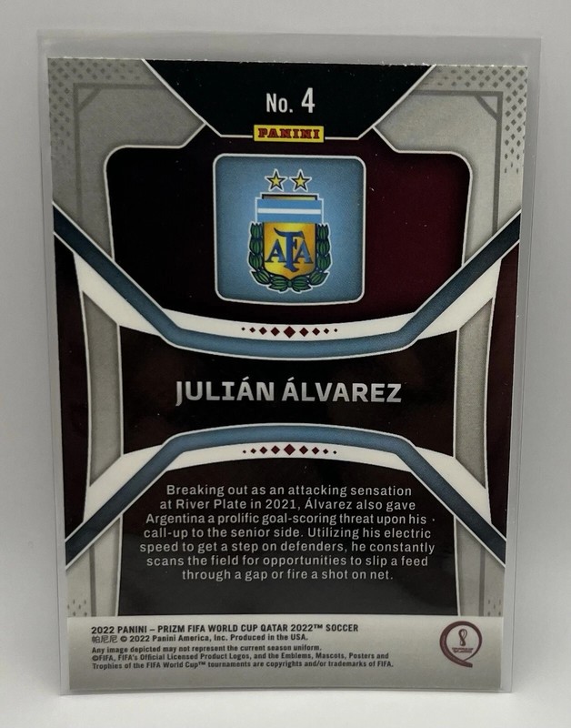 Panini Prizm World Cup Soccer 2022 Julian Alvarez Base Rookie Argentina  Qty view 2
